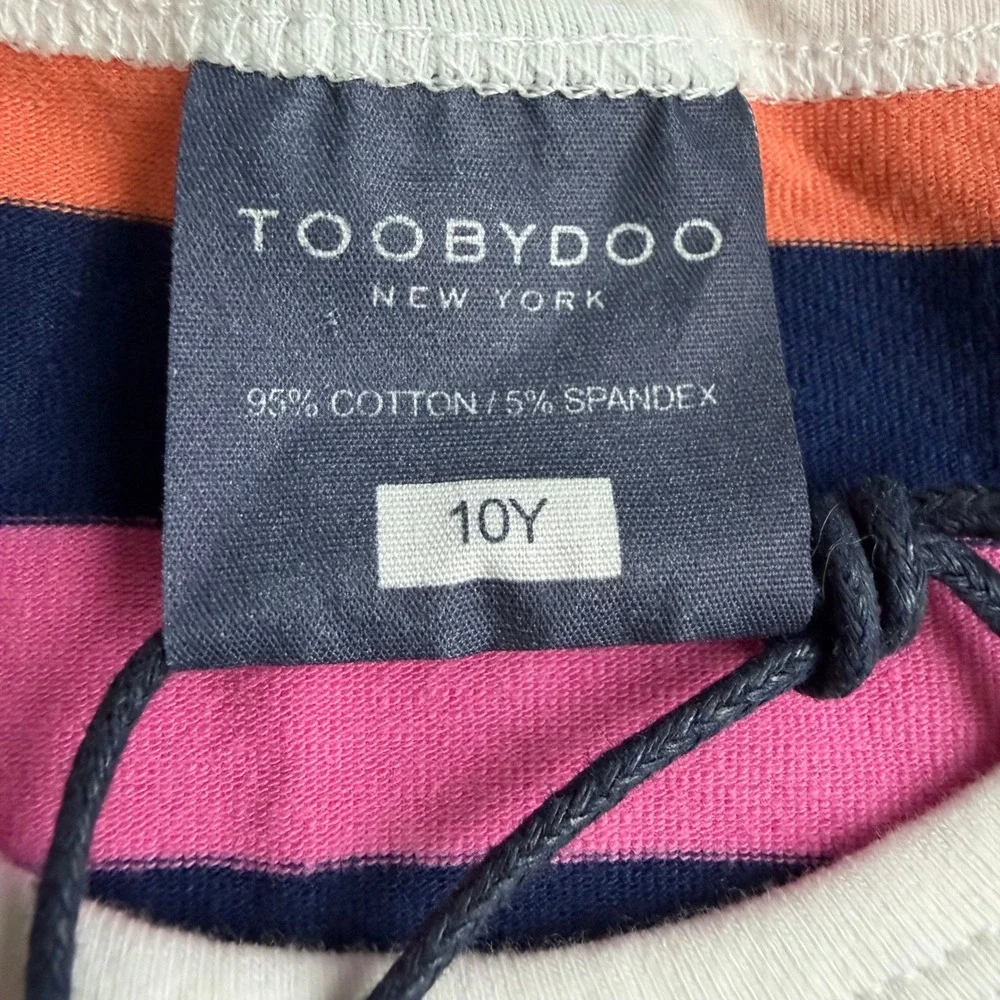 Toobydoo Striped‎ Tie-Waist Dress Kids Size 10 Navy Yellow Multi